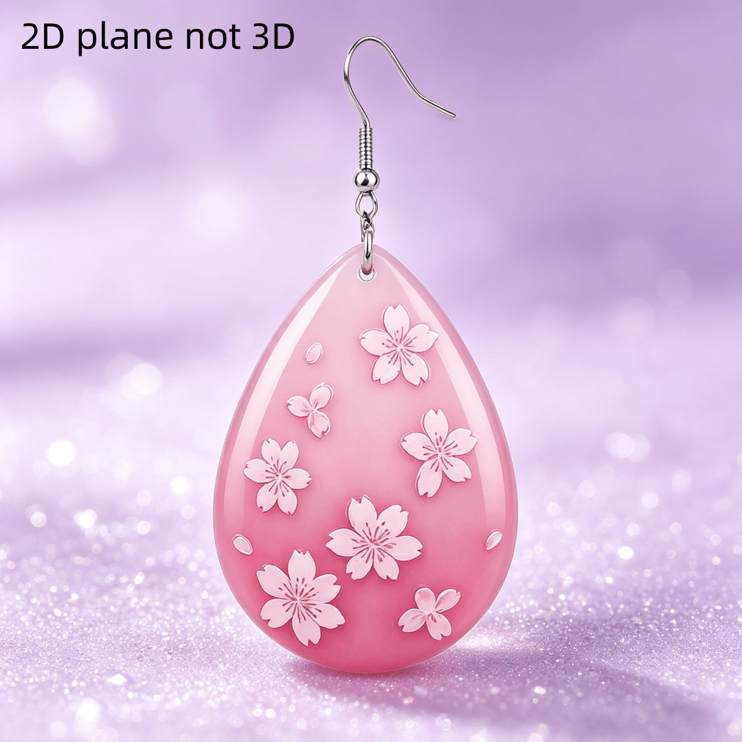 Women's Gradient Pink Sakura Cherry Blossom Teardrop Earrings